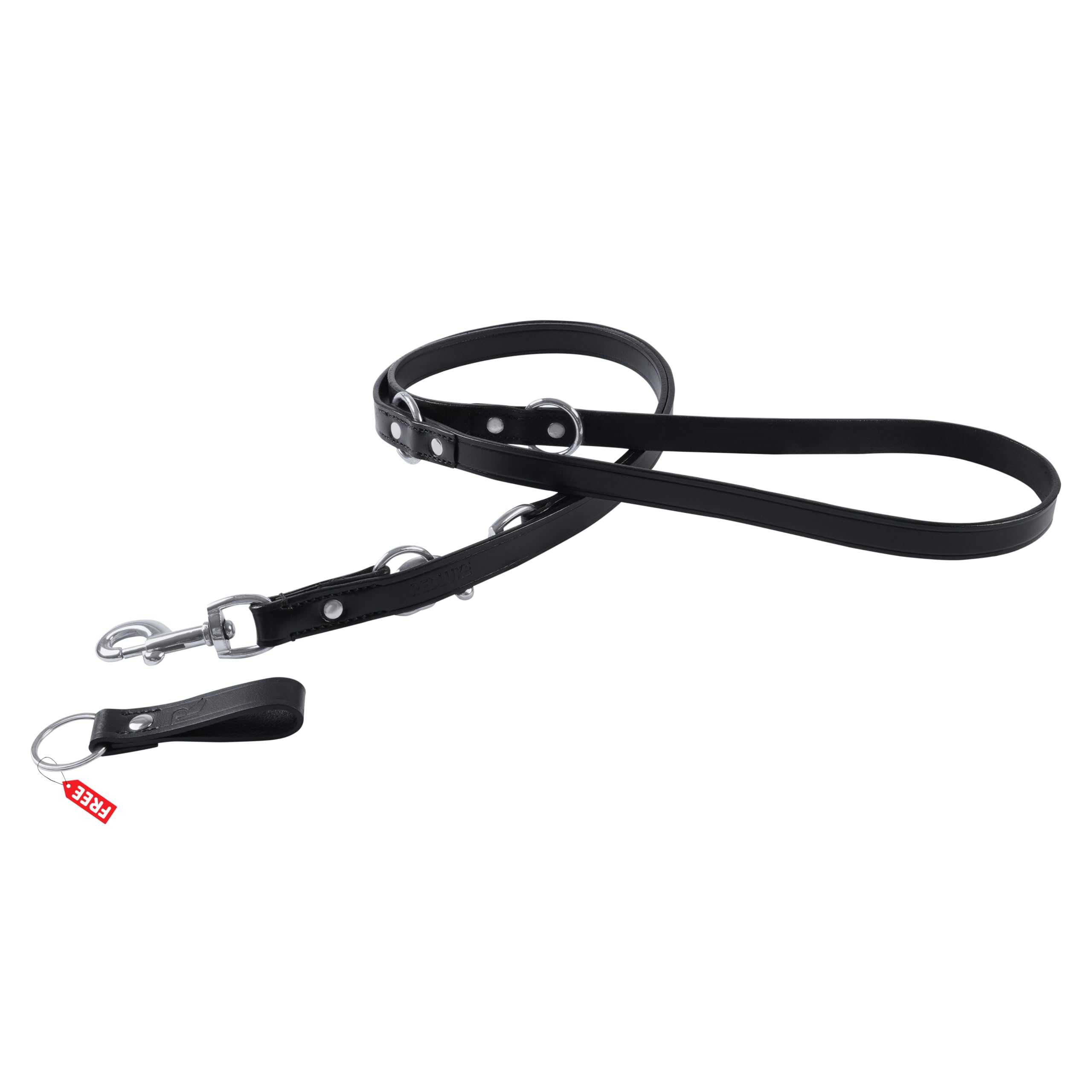 REDLUXE Bridle Leather Dog Lead Police Style Double Chrome/Brass Trigger Hooks | Training Lead | Heavy Duty Genuine Leather Dog Leash for Medium & Large Dogs (Black, 5/8"-15mm, Brass)
