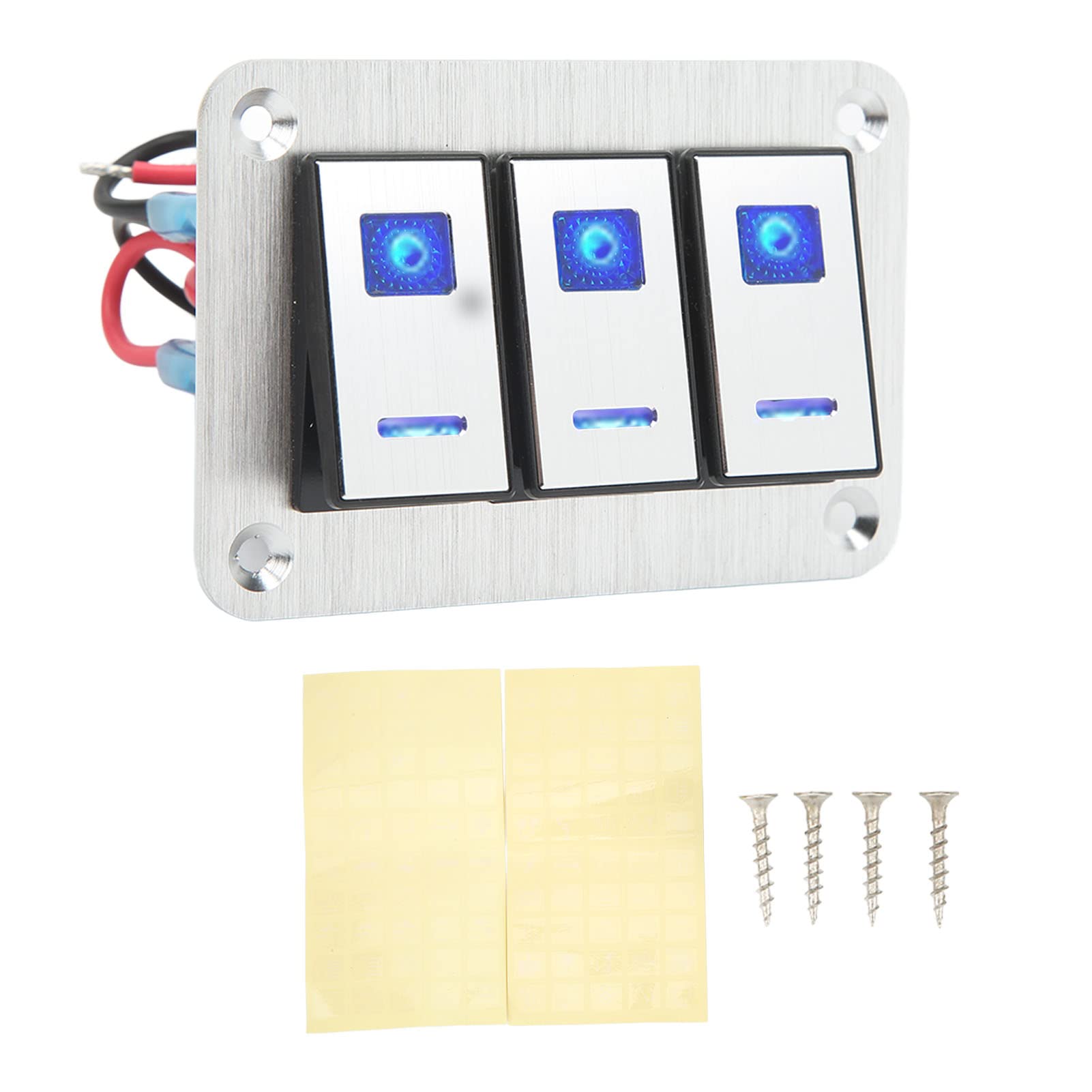 Panel przełącznika kołyskowego 3-krotny DC 12 V 24 V 5-pinowe niebieskie światło Włącz i wyłącz panel przełącznika sterowania oświetleniem