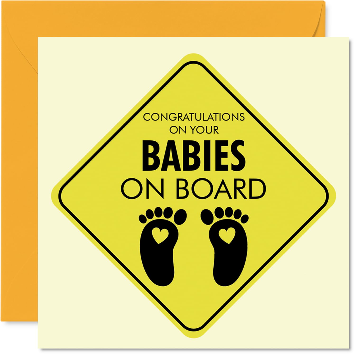 New Baby Twins Card - Baby on Board - Well Done Congratulations Card for Friends Family Colleague Neighbour, 145mm Welcome To The World Greeting Cards