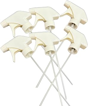 Replacement Trigger Spray Nozzles Heavy-Duty Sprayer Heads for 16oz/32oz Bottles | 10" Dip Tube | Leak-Resistant, Adjustable Nozzle | Ideal for Cleaning, Gardening, Hair, and DIY Use 6 Pack