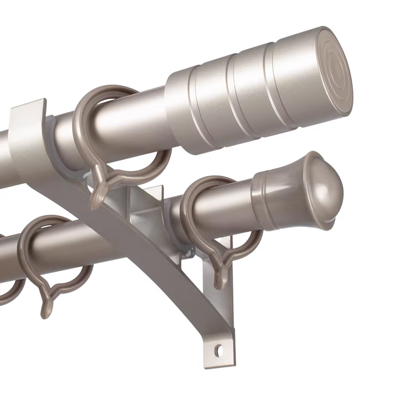Wytrzymałe aluminiowe karnisze 100 cm – szare podwójne pręty z cichymi pierścieniami i wspornikami wpuszczanymi do zasłon przezroczystych i zaciemniających w salonie i sypialni