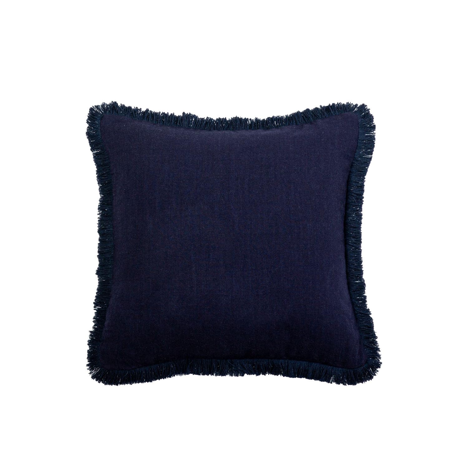 2 Pack Boho Square Throw Pillow Covers Solid Tassel Pillow Cases for Couch Sofa Bed Living Room (Navy Blue, 18x18 Inch)
