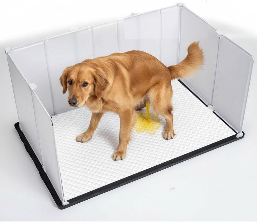 Litter Box Splash Guard, Litter Box Pee Shields for Dogs, Easy to Clean Indoor Dog Fence with Puppy Pee Pad Holder Tray Fits