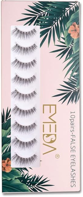 10 pairs Natural False eyelashes 3D Fake Lashes 100% Handmade Short Soft Reusable Eye Lash Transparent Strip Lashes Natural looking eyelash by EMEDA (Natural False Lashes 05)