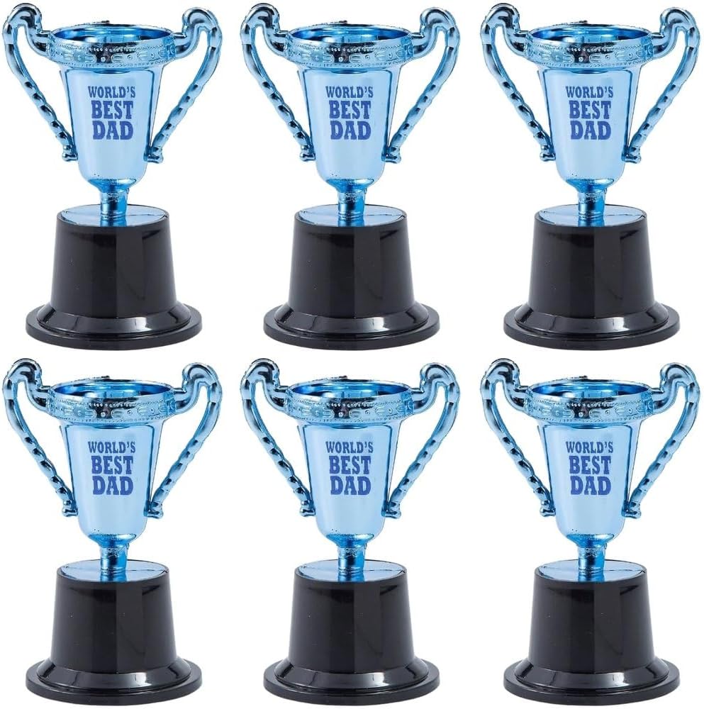 Fun Express Blue World’s Best Dad Trophies - 12 Pc.