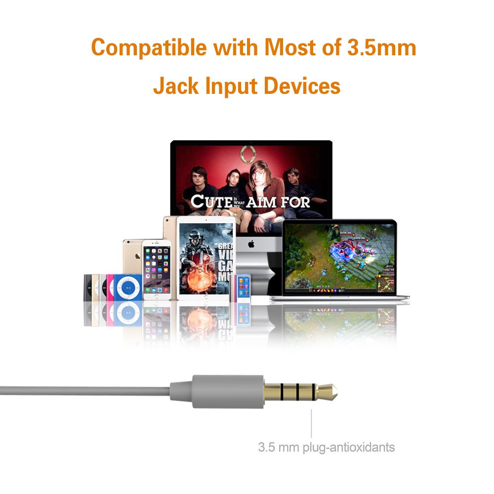 MAXROCK (TM - Auriculares de Silicona Suave para Dormir, con micrófono, para teléfonos móviles, tabletas y Conector Jack de 3,5 mm, Color Gris)