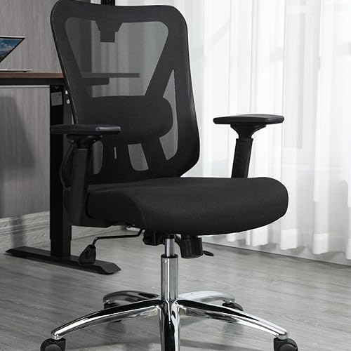 Miniatura 6 de Silla de oficina ergonómica, silla de computadora de respaldo alto con reposacabezas ajustable 3D y rueda de desplazamiento silenciosa, silla de
