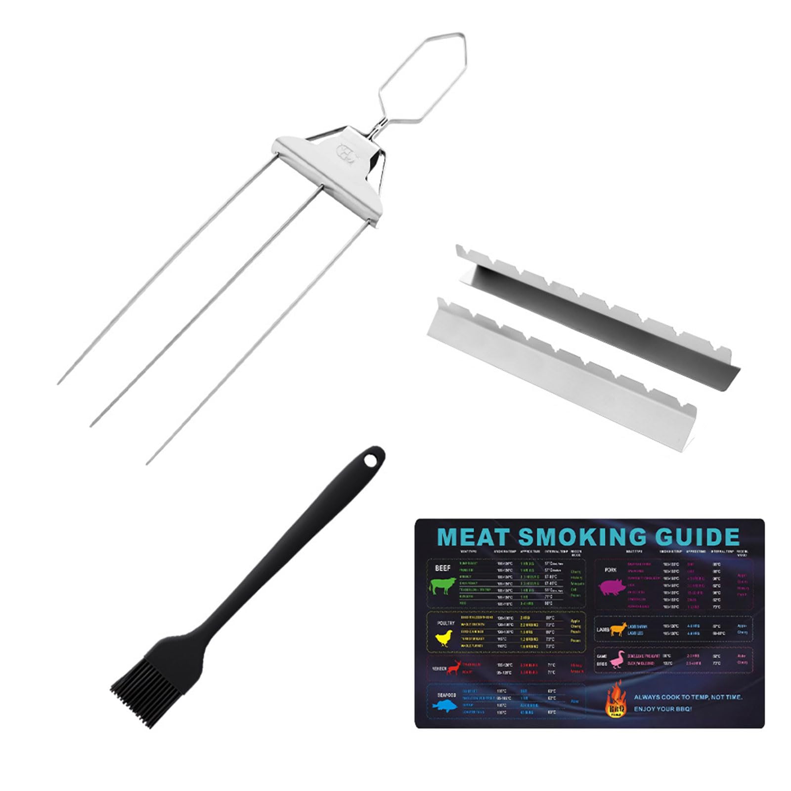 Hochwertiges 3-Zinken Grillgabel Set, Grillausrüstung aus rostfreiem Stahl in Lebensmittelqualität für sicheres und Robustes Kochen Freien, dauerhaftes Grillzubehör