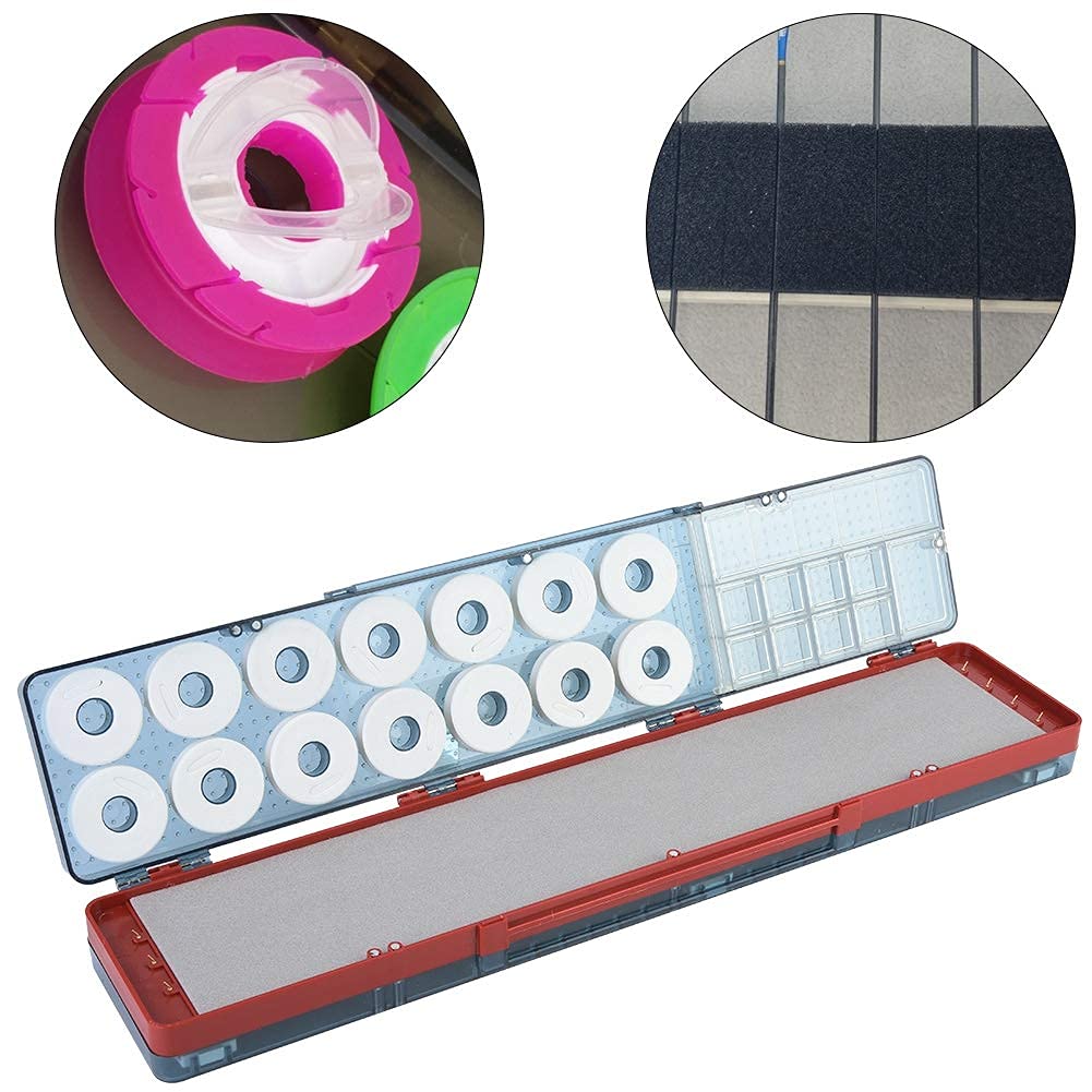 Zerone Large Capacity Fishing Box, 14 PCS Foam Bobbin Spool Fishing Line Storage, Black, 51 x 10 x 5.5cm / 20.1 x 3.9 x 2.2inch