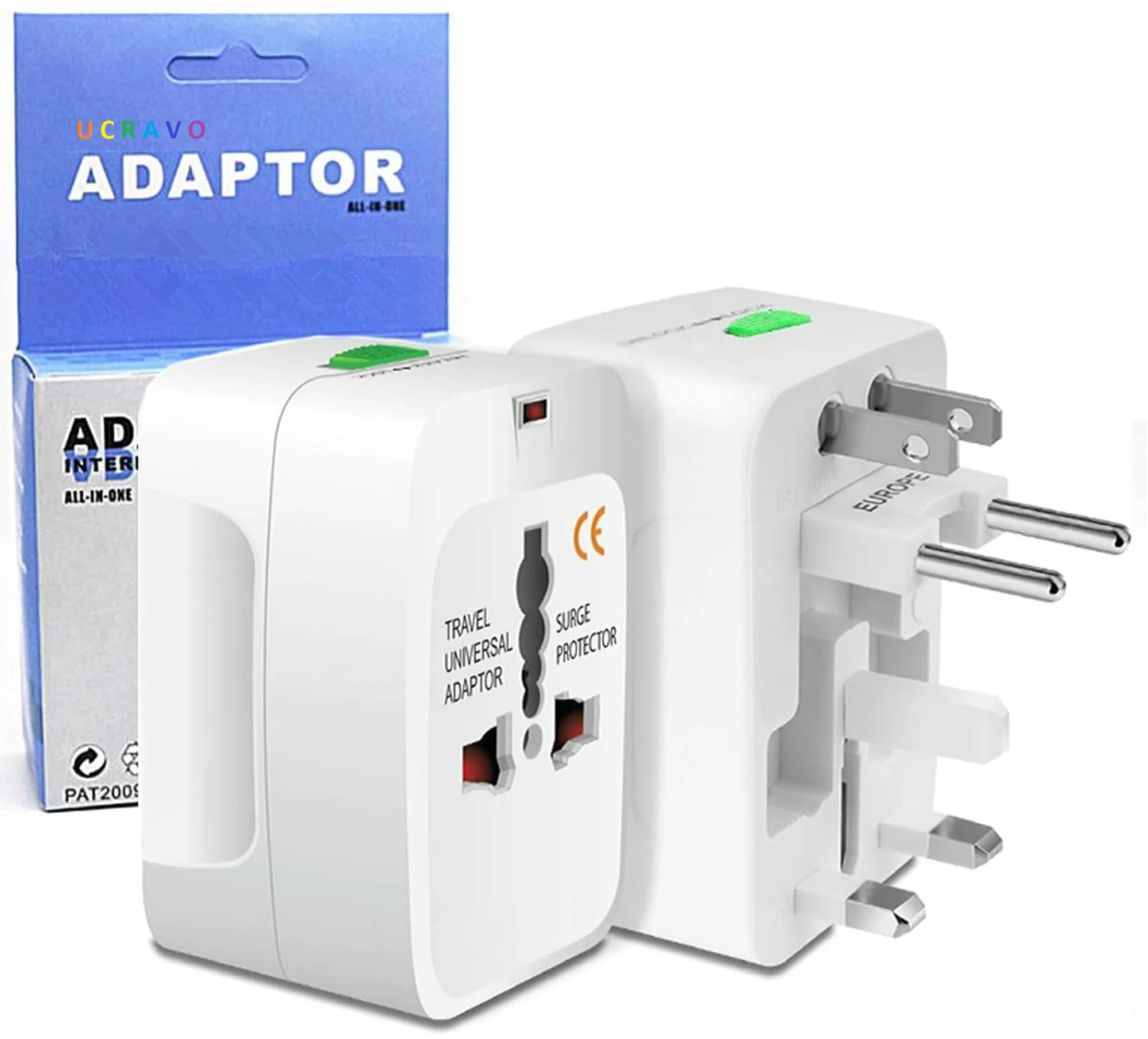 UCRAVO Portable Worldwide Universal Power Adapter Converter All in One International Out of Country Travel Wall Charger Plug for Wall Plug Input in USA EU UK France Italy Australia India Outlets-image-47