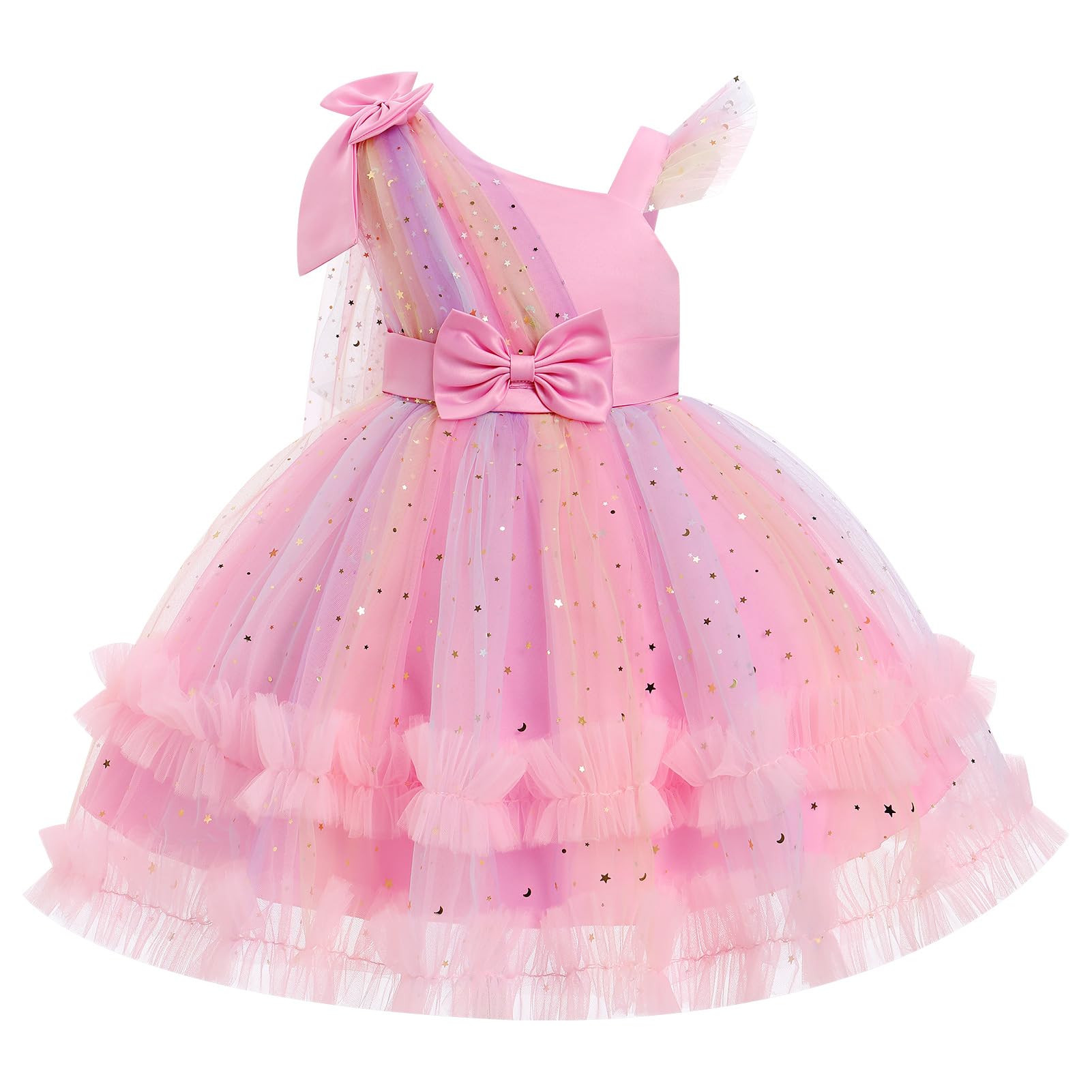 OBEEII Toddler Baby Girls Pageant Dress Sequins Heart Tulle Tutu Dress Flower Wedding Princess Birthday Party Prom Gown