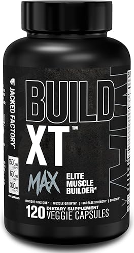Jacked Factory Build-XT Max - Constructor muscular para hombres y mujeres, suplemento ATP con Cordyceps Peak02, Ashwagandha KSM-66 y ElevATP para
