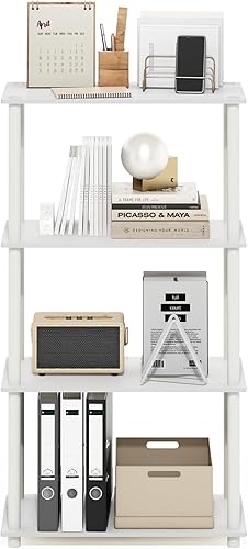 Miniatura 4 de Furinno Turn-N-Tube - Estante de exhibición multiusos, de 4 niveles, color blanco y blanco