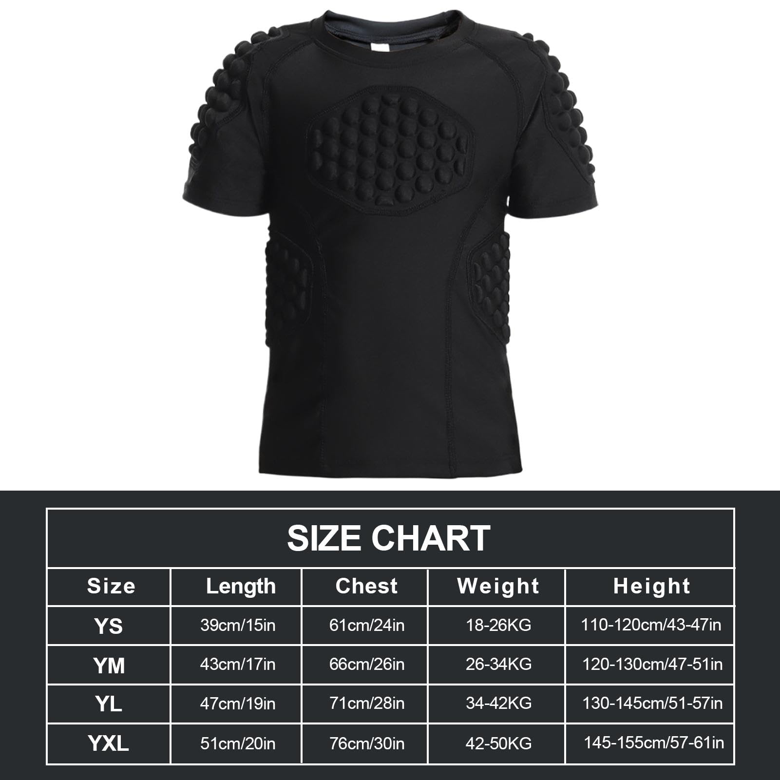 Gepolsterter Fußball-Rippenprotektor für Jungen, Baseball-Brustschutz für Jugendliche – geripptes gepolstertes Shirt für Fußball-Boys | Heart Guard Po Brustbeinschutz gepolstert