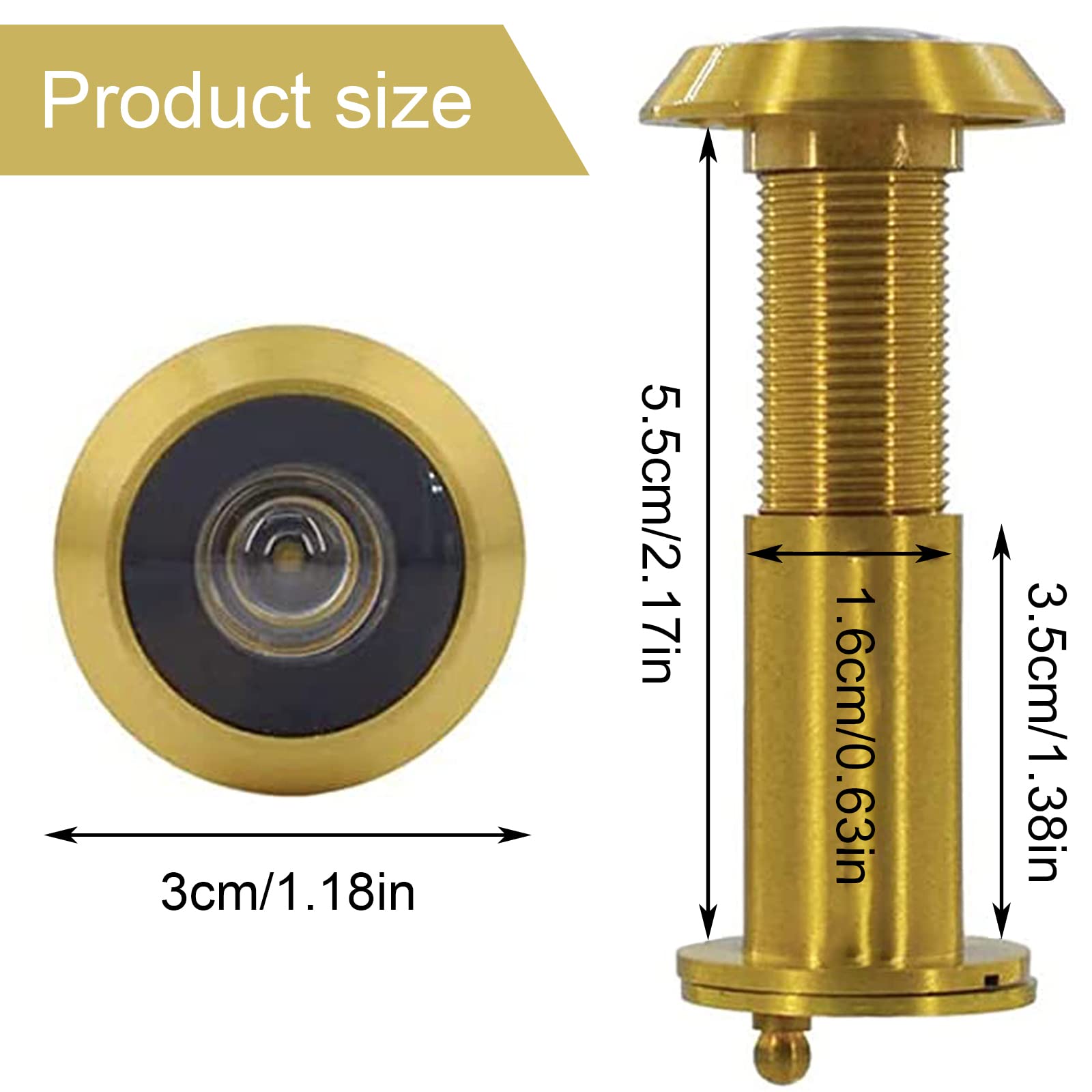 HOJLKLD Türspion Messing - 200 Grad Guckloch Mit Sichtschutzabdeckung Gold