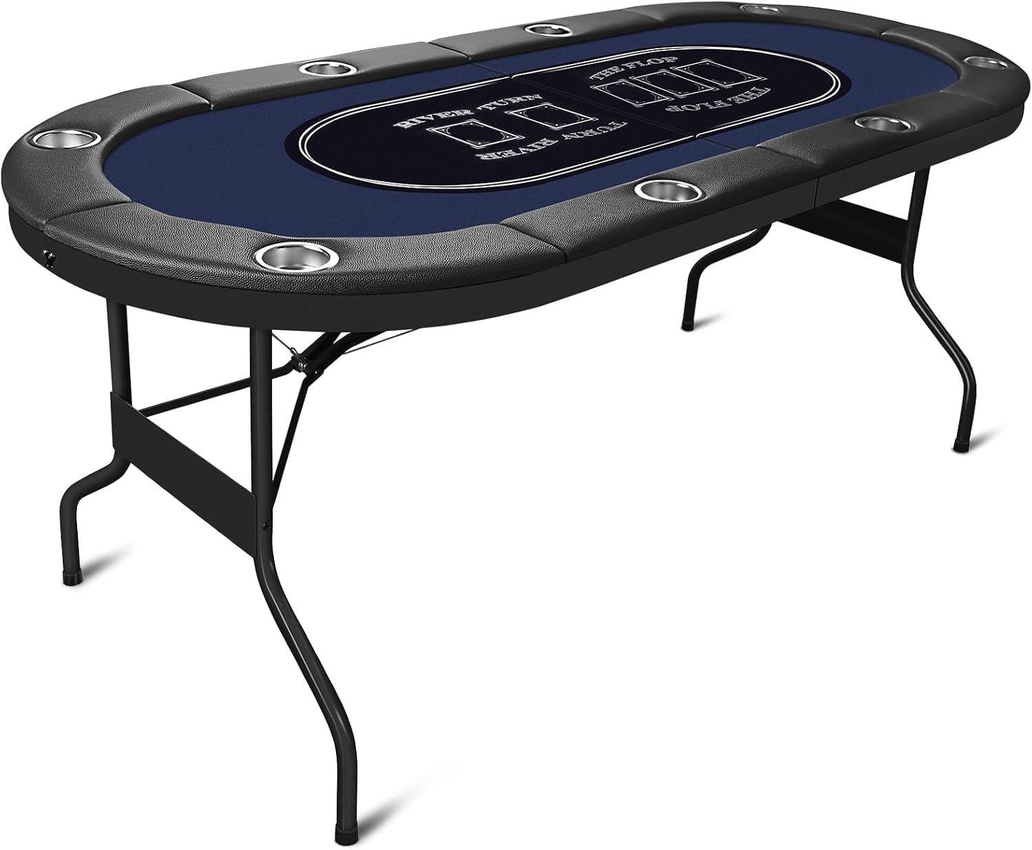 8 Player Foldable Poker Table for Adults - Professional Casino Design w/Padded Rail & Deep Cup Holders | Heavy-Duty Steel Frame | Portable for Home Games, Parties & Poker Nights, 71 Inch
