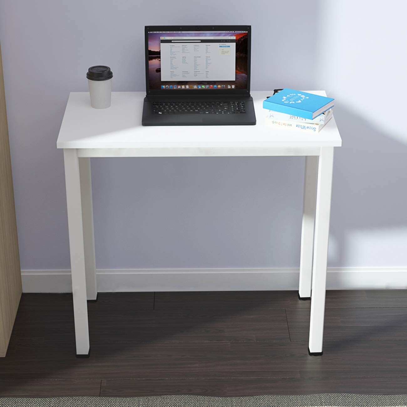 sogesfurniture Scrivania compatta per Computer PC Tavolo da Studio in Acciaio Legno, 80x40cm Ufficio Postazioni di Lavoro Tavolo da Pranzo per casa e Ufficio, Studio e Scrittura,BHEU-AC3DW-8040