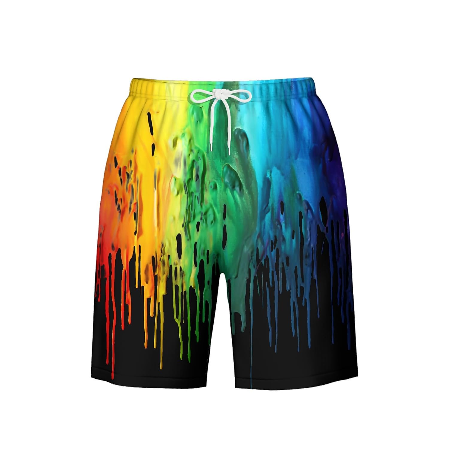 QiErDesign Galaxy Green Men's Swim Trunks Hawaiian Bathing Mesh Lining Suit Swimsuits Beach Shorts with Pockets