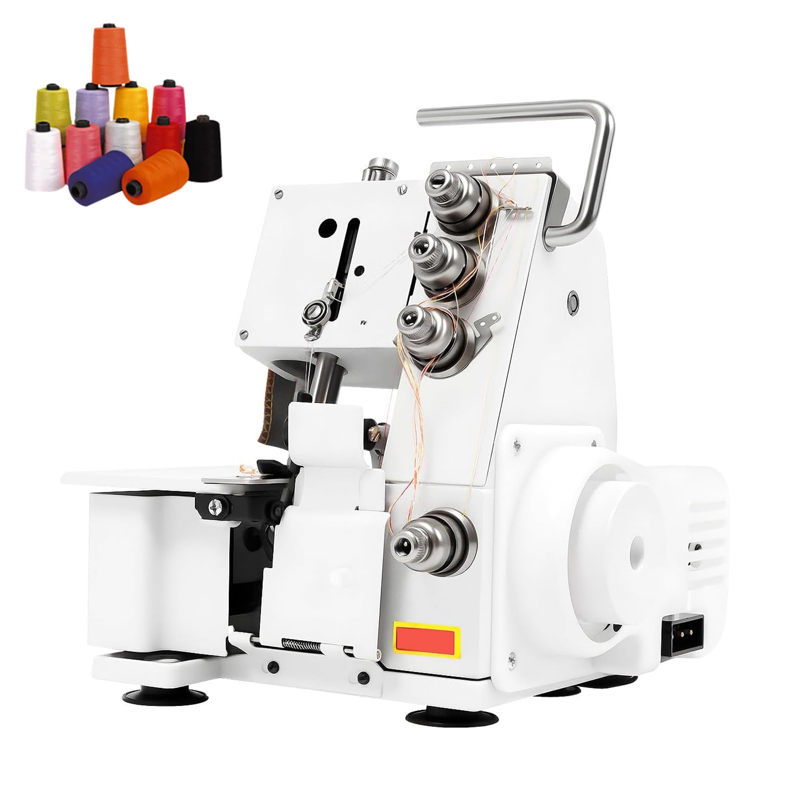 Máquina de coser Serger Overlock multifuncional con pedal/luz LED, máquina de coser de 4 hilos, 1200 puntadas por minuto, para varios tejidos white