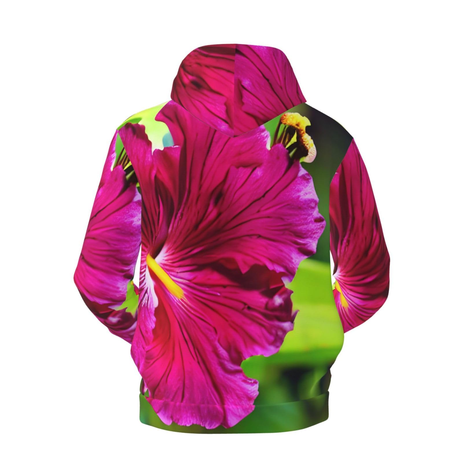 Męska bluza z kapturem z nadrukiem kwiatowym hibiskusa, casualowa grafika z nadrukiem bluzy z kapturem z kieszenią