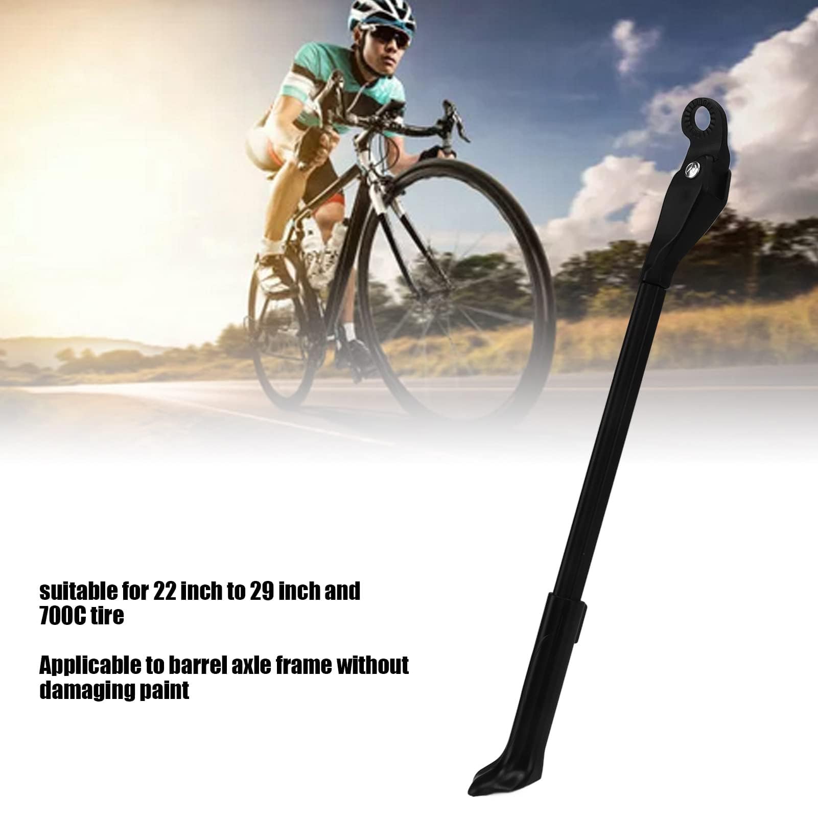 HERCHR Cavalletto Bici, Cavalletto Laterale Bicicletta in Lega di Alluminio per Bici da Strada da 22 Pollici a 29 Pollici Pneumatici 700C/Telaio ASSE Barile Mountain Bike