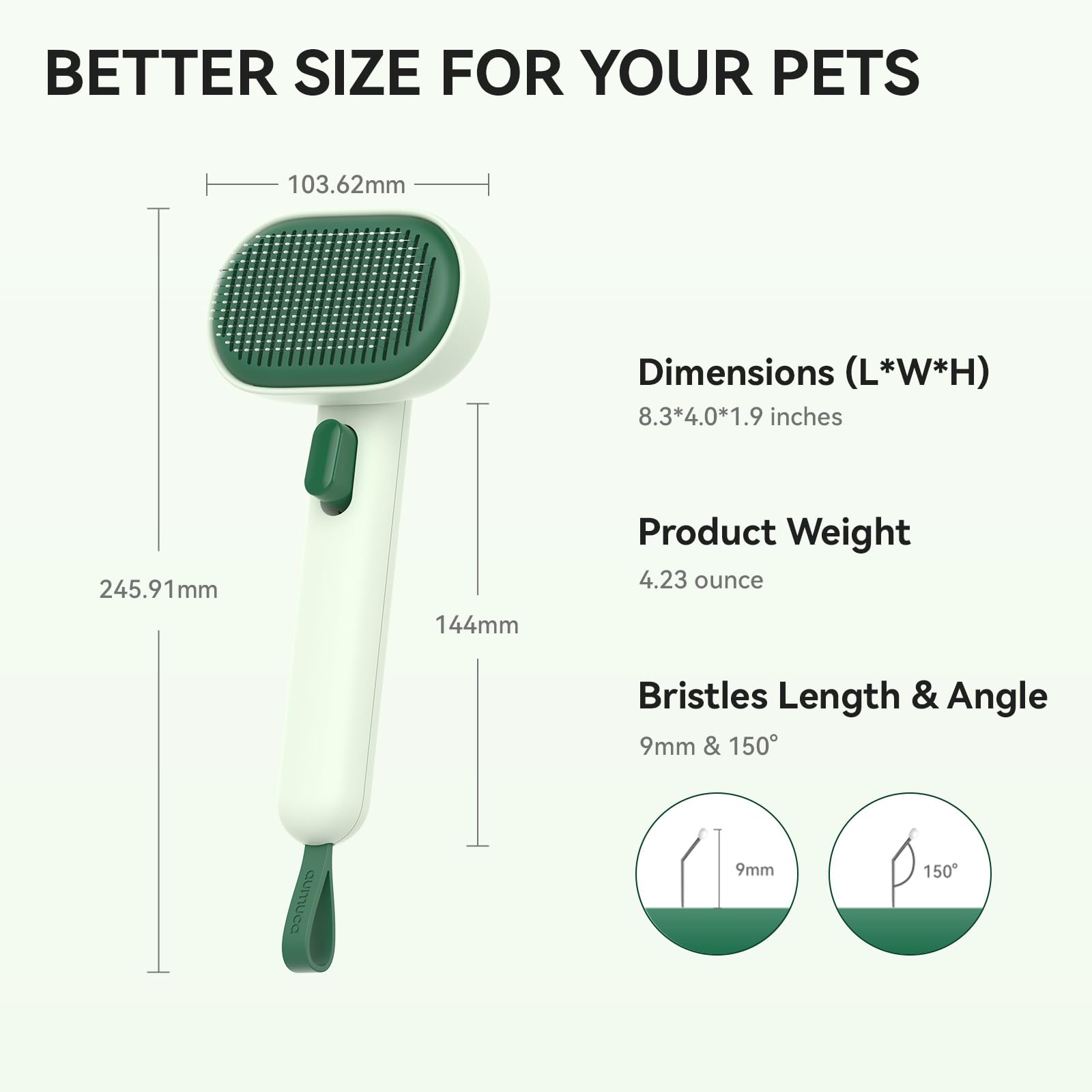 aumuca Cat Brush for Shedding, Cat Brushes for Indoor Cats, Horses Grooming Deshedding Brush for Dog Kitten Horse Massage Removes Loose Fur, Forest Green - image 8