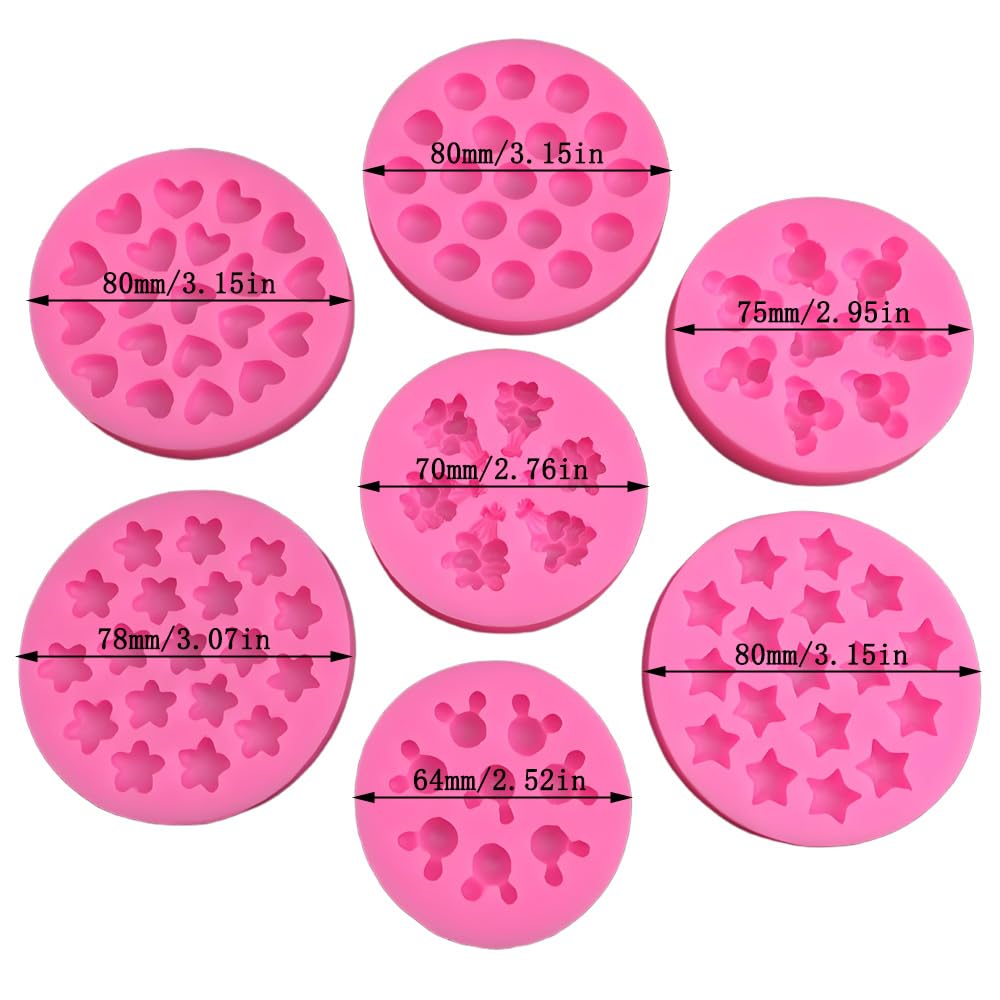 7 mini estrellas, globos, nubes, corazones, formas de flores, moldes de silicona para pasteles, fondant, galletas, chocolate, postre, decoración de magdalenas