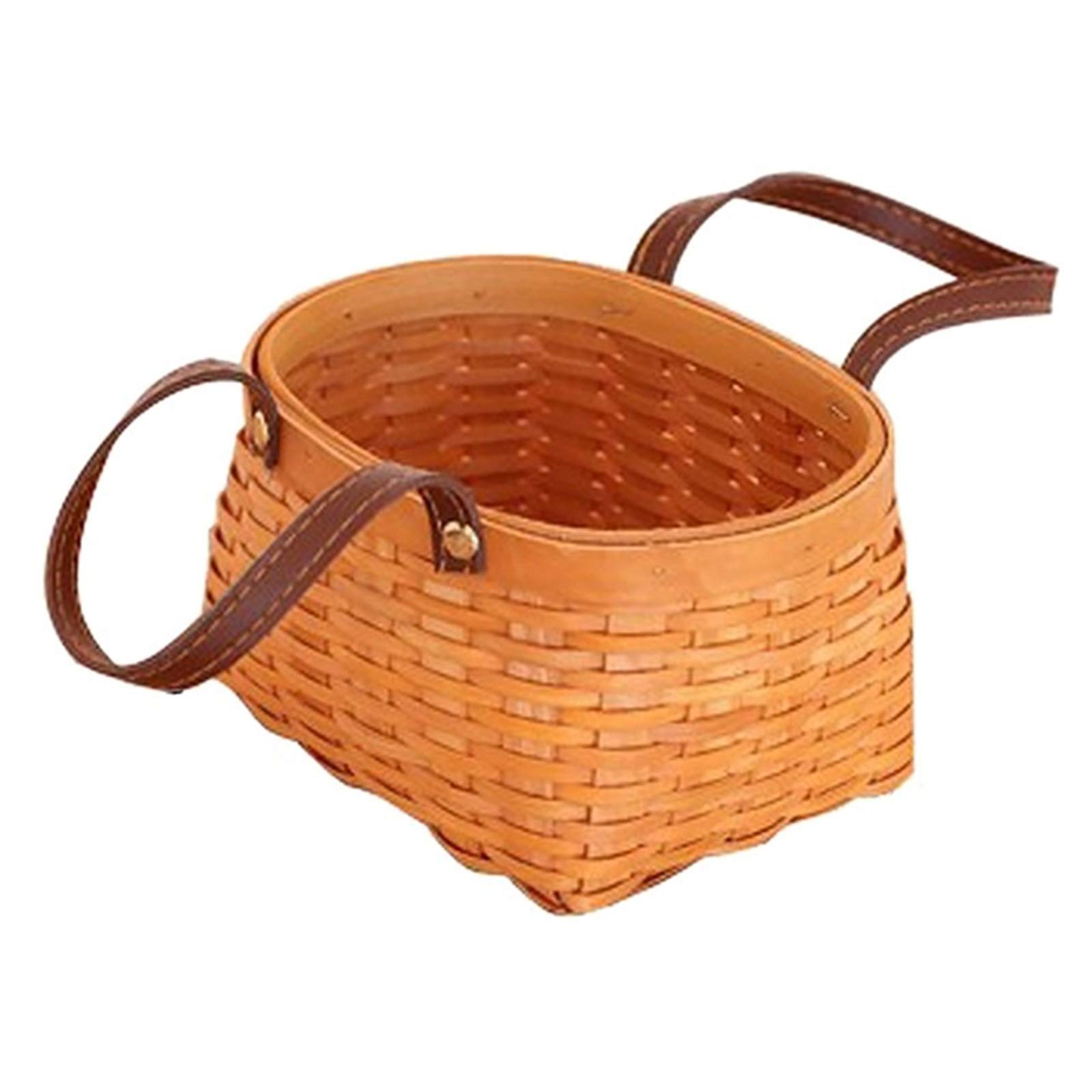 Wlrdpupje Natural Picnic Basket Woven Bamboo Outdoor Picnic Party Barbecue Storage Basket For Picnic Camping Outdoor(24X18x11.5cm)