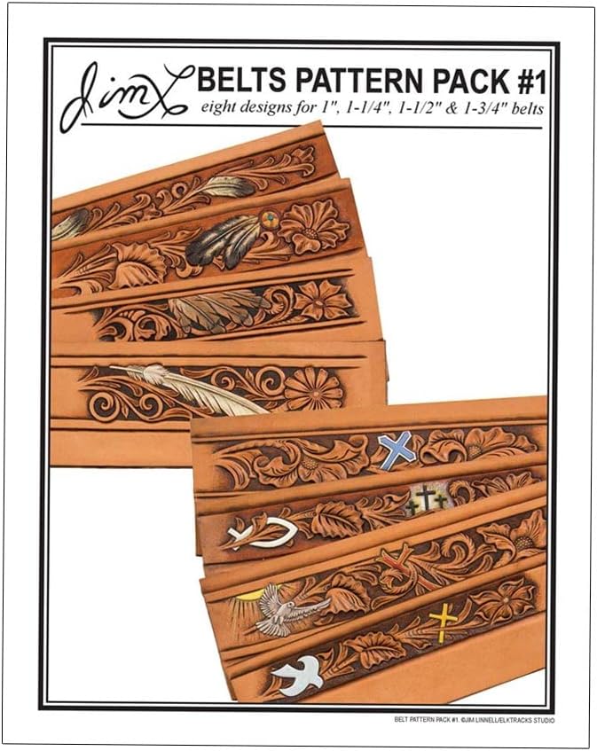 Jim Linnell - Belts Pattern Pack #1, Feathers and Crosses (Leathercraft Designs)