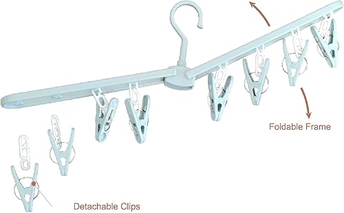 Miniatura 7 de Fineget Pantalones cortos de viaje plegables para camisa, calcetines, perchas con clips, pantalones plegables para ropa, perchas de plástico