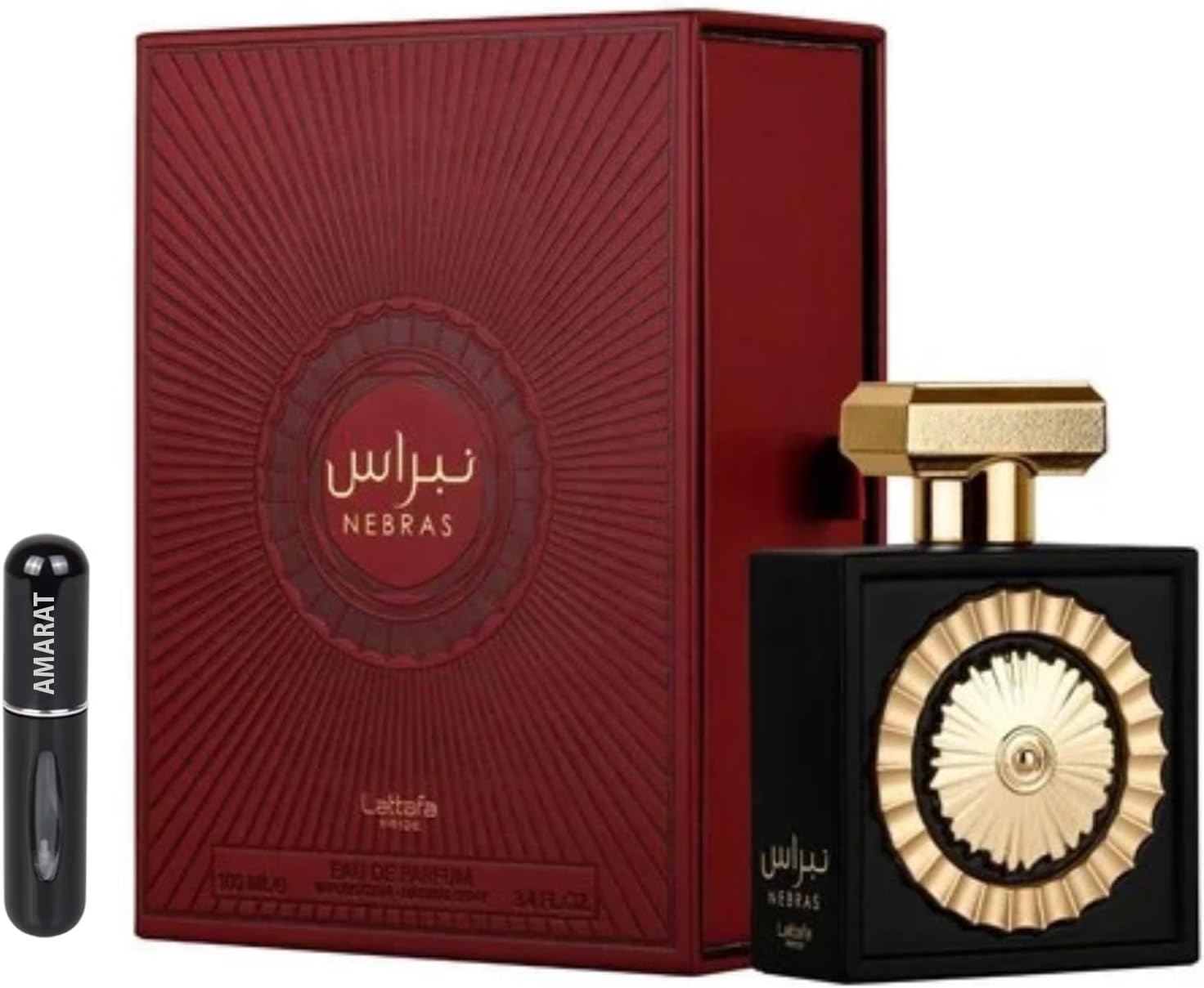 Nebras Original Parfum, 100 ml, Arabisch parfum, uniseks, lange levensduur, incl. navulbare verstuiver, zoete geur met noten van rode bessen, mandarijn, vanille en barnsteen (nevel)