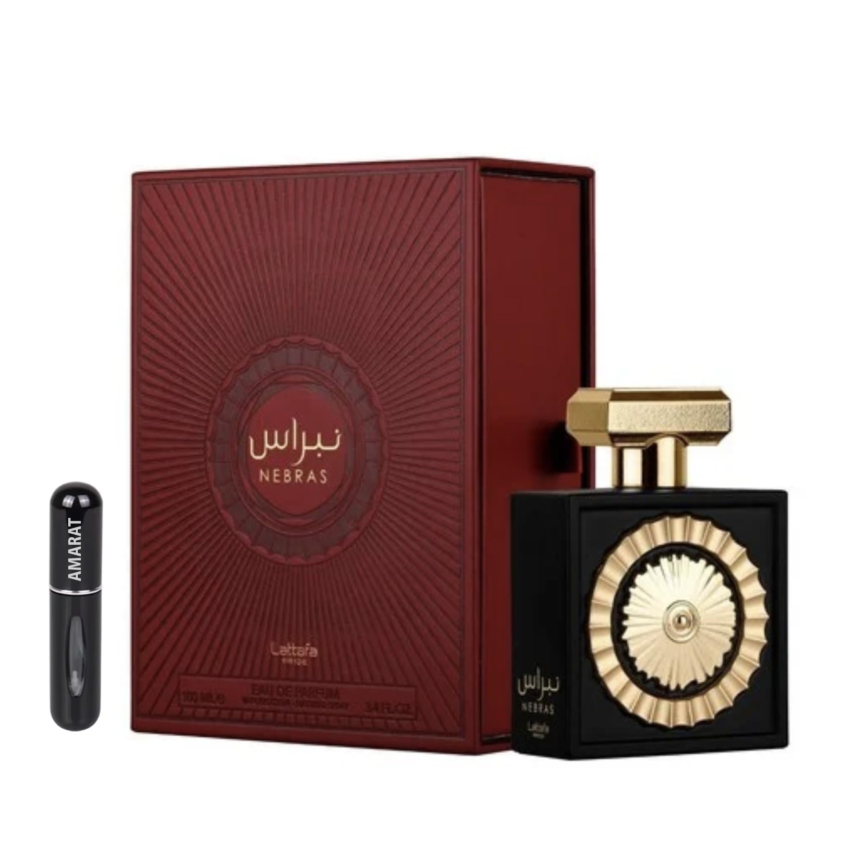 Oryginalne perfumy Nebras 100 ml, arabskie perfumy unisex, woda perfumowana z akumulatorem 5 ml, słodki zapach z nutami czerwonych jagód, mandarynka, wanilia i bursztyn (Nebr)