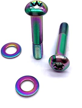 Titanium Bolt for SRAM Flat Mount Caliper, T25 M5*15-17-22-27-32-37-42mm for SRAM 12 Speed Caliper, Bracket Disc Brake Caliper Bolt for SRAM, Lightweight Titanium Bolts/Flat Washers