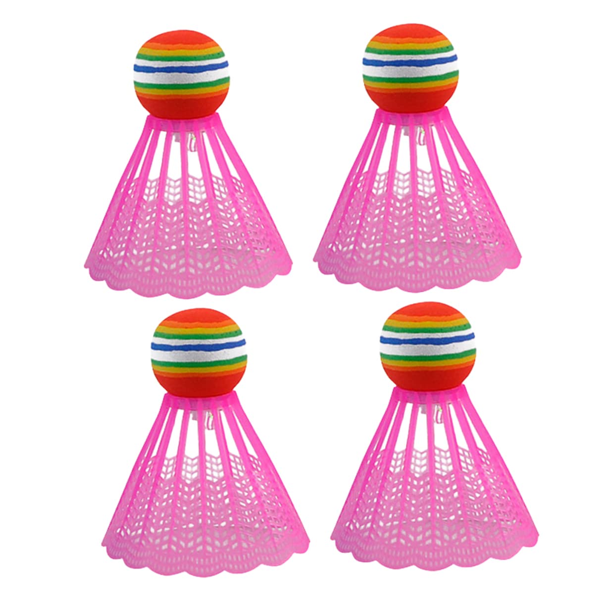 POPETPOP Outdoor Led Badminton Shuttlecocks 4pcs Pink Nylon Birdies Night Visibility Perfect for School Family Games