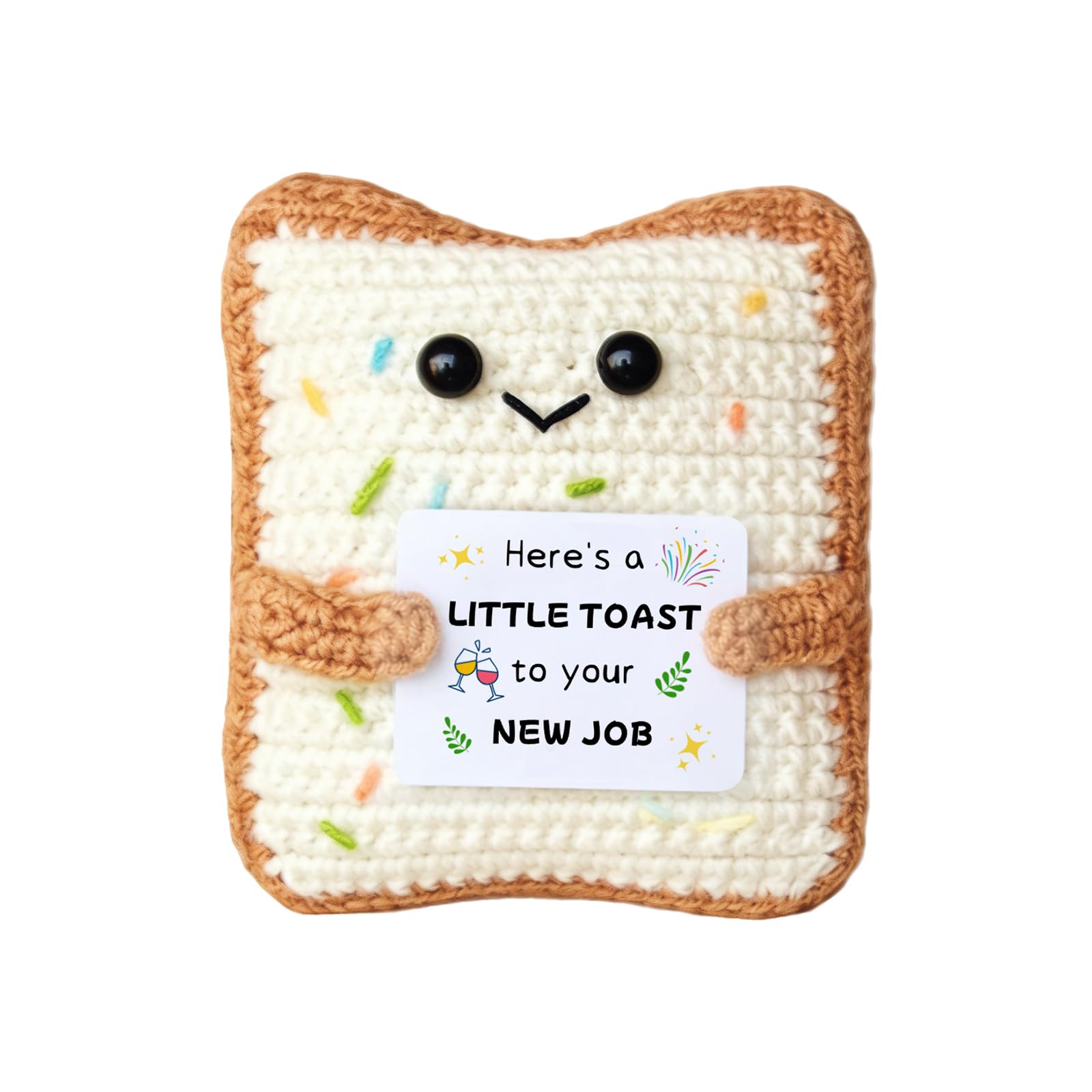 poweybshin New Job Gifts For Women 1 Piece Small Handmade Toast Plush, Funny Greeting Card For Congratulations On Your New Job, leaving gifts for colleagues women, Congratulations Gifts For Friends