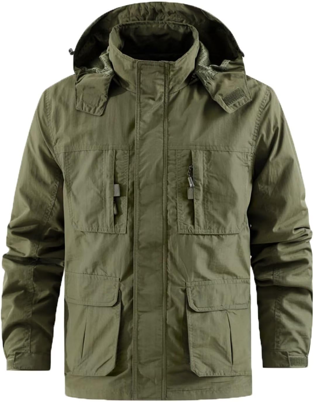 INVACHI Men's M65 Field Style Jacket Thin Military StyleJackets for Men Outdoor Army Theme Jackets with Multiple Pockets