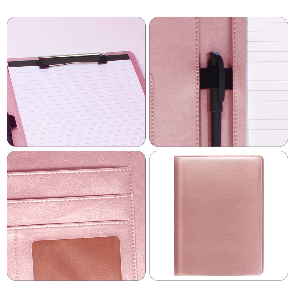 Leather Resume Storage Clipboard Folder Portfolio - GES Clipboard A4 Folder for Business School Office Conference (New Rose Gold) - Image 4
