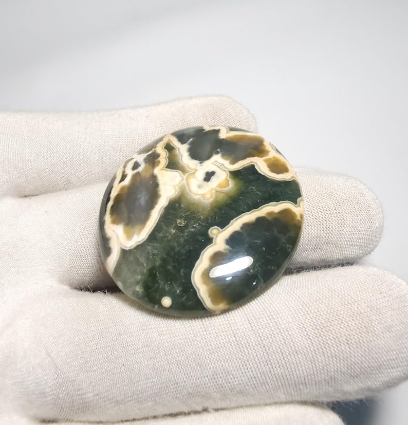 Cabochon jaspe océan 45mm pour fabriquer vos bijoux bohèmes chic - 7