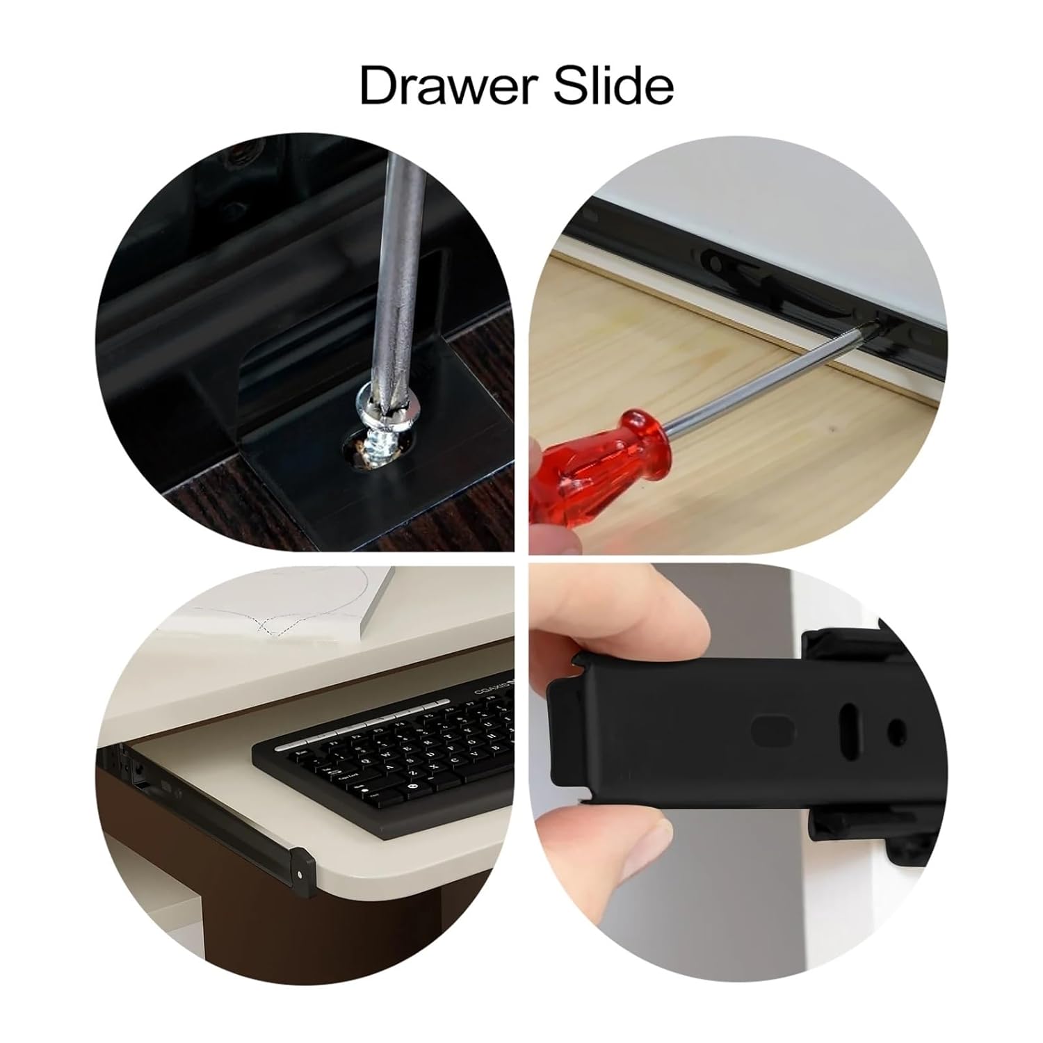 Drawer Rolling Bearing Slip Rail Keyboard Rails Height Adjustable Smooth Sliding Steel Drawer Office Stand Tray Slide Desk Rack Hardware