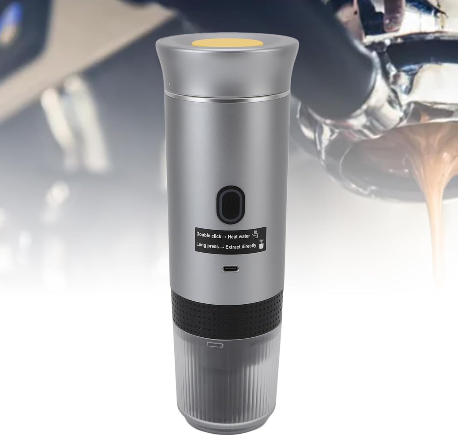 AUNMAS Portable Electric Coffee Maker 120ml Lightweight Compact 304 Stainless Steel Automatic Heating Travel Coffee Machine with 7500mAh Battery for Camping Hiking Office Home