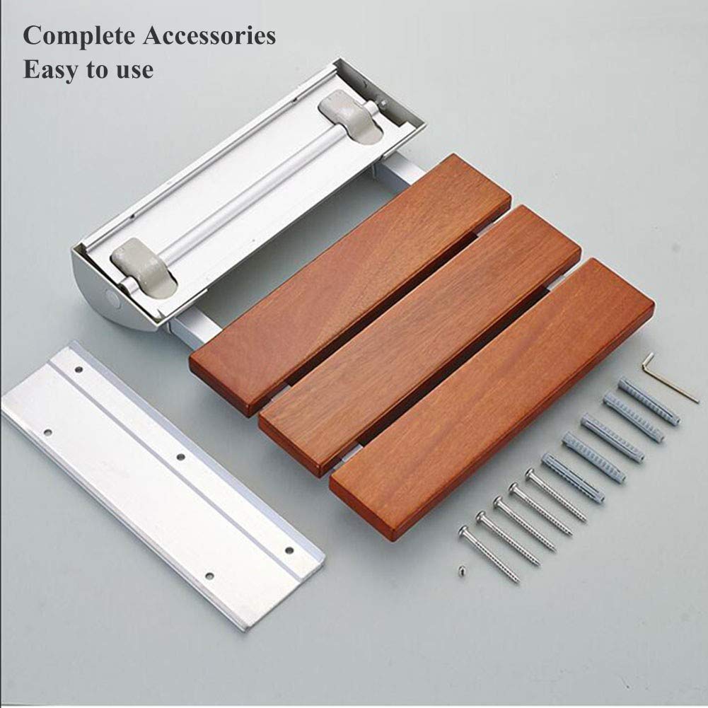 Generic Asiento de ducha plegable de madera montado en la pared, taburete de baño plegable para personas mayores y discapacitados, soporta 330 libras, silla de ducha plegable