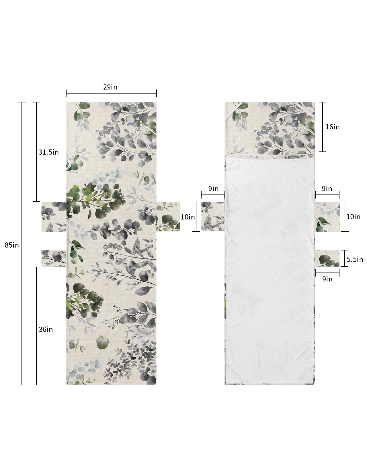 Turquoise Grey Eucalyptus Leaves Beach Lounge Chair Towel Cover, Soft Chaise Lounge Towel with Side Pockets Patio Pool Chairs Cover for Beach/Pool Sunbathing 29x85 Spring Summer Botanical