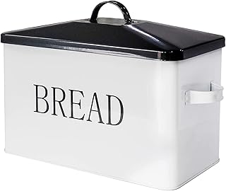 TANLY Bread Bin with Lid Large Metal Bread Bin Farmhouse Bread Box for Kitchen Worktop Loaf Bread Bin