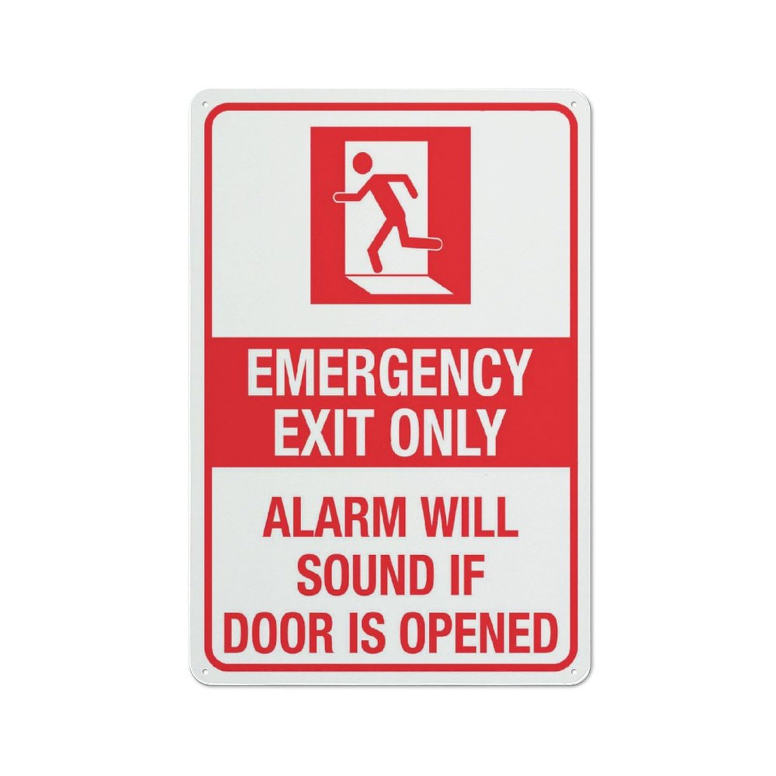 Emergency Exit Only Alarm Will Sound Sign Warning Tin Sign Home Kitchen Farm Garden Garage Wall Decor 12X8Inch