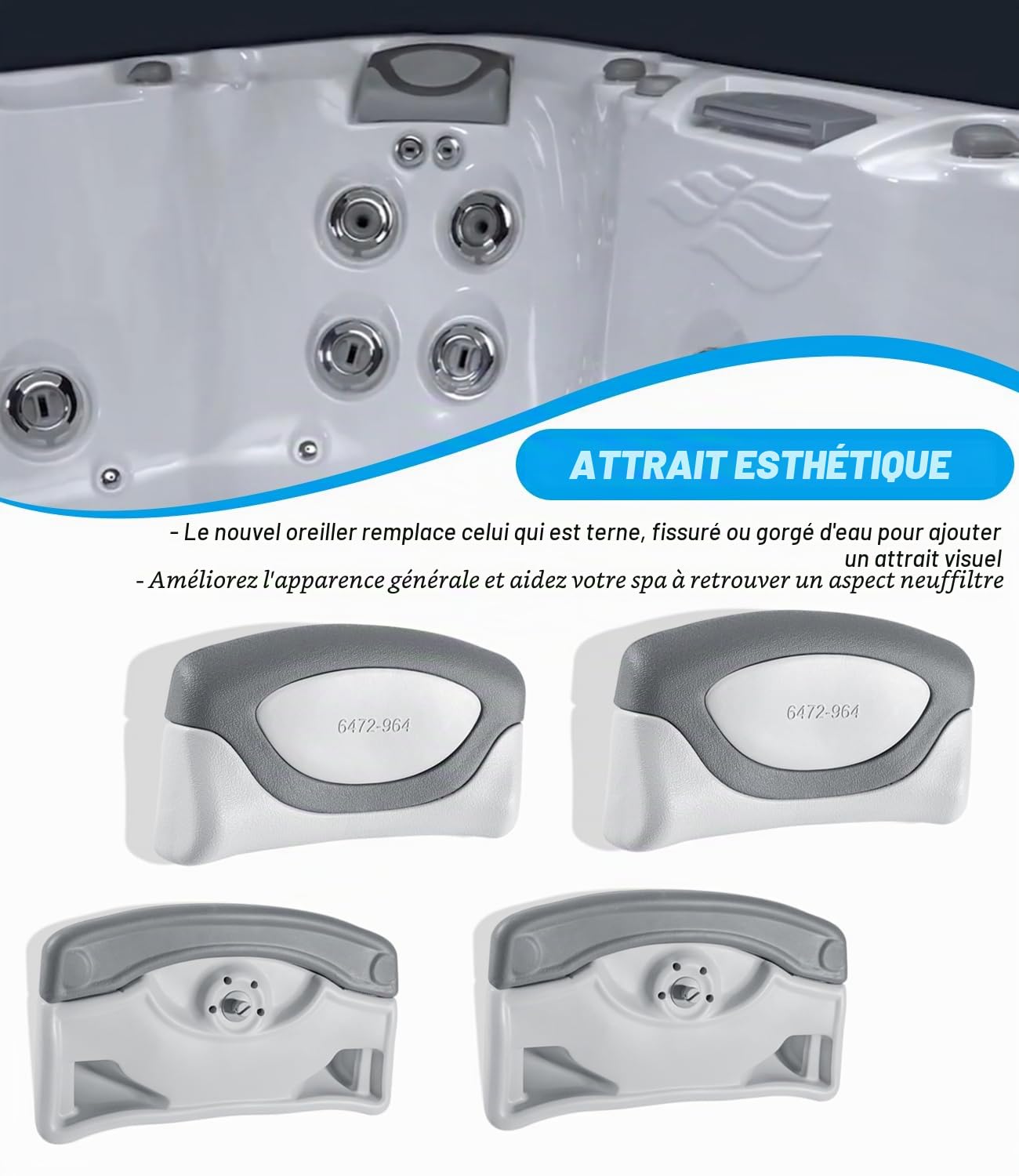 Lot de 4 oreillers 6472-964 pour spa Sundance série 880 2009-2017