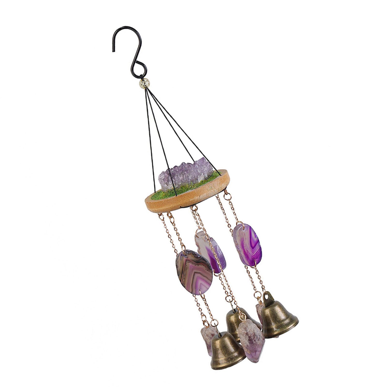 Jazuaiao Rural Fashion Metal Carillons Air Toll with Chalcedony Wood Factors Flexible Inside Decorative Accent Fengshui Chalcedony Air Toll