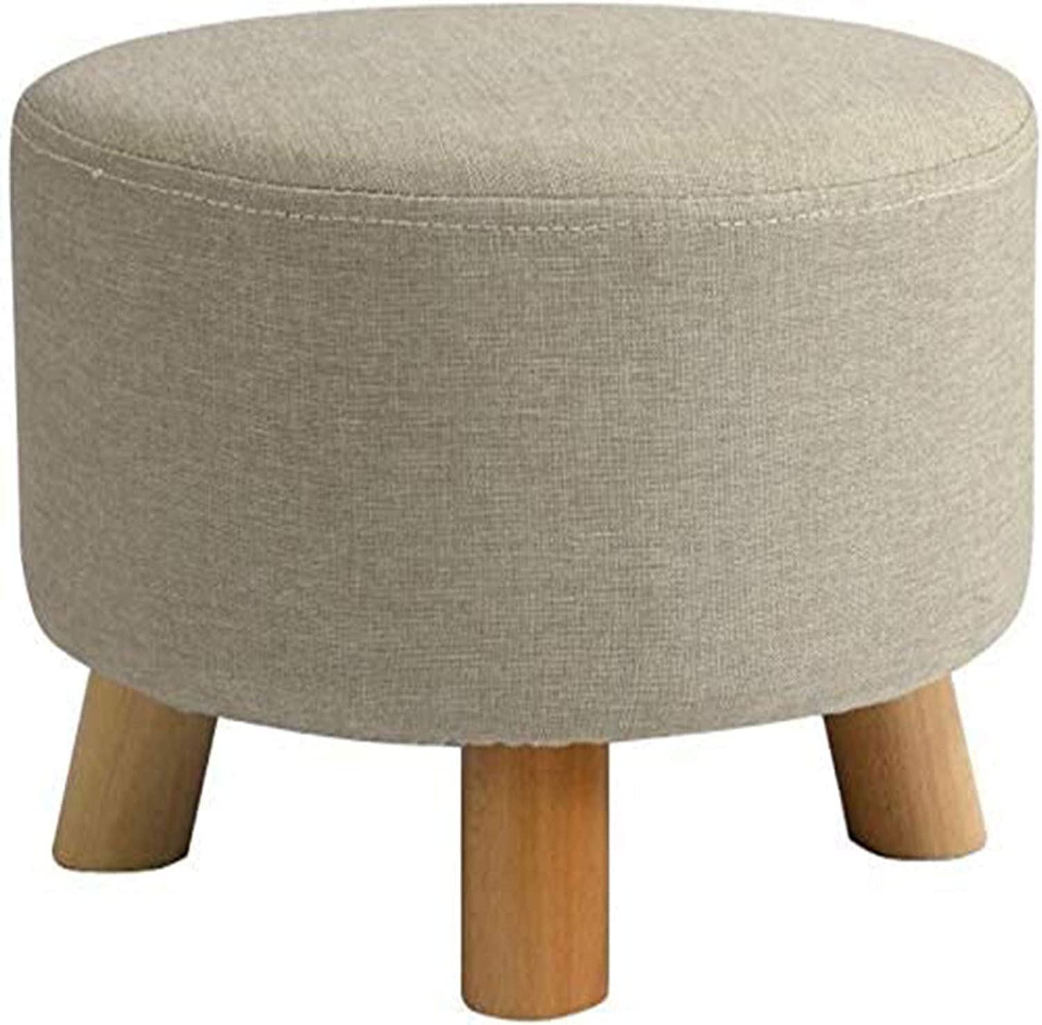 Repose-pieds rond pouf rembourré avec pieds en bois pour salon