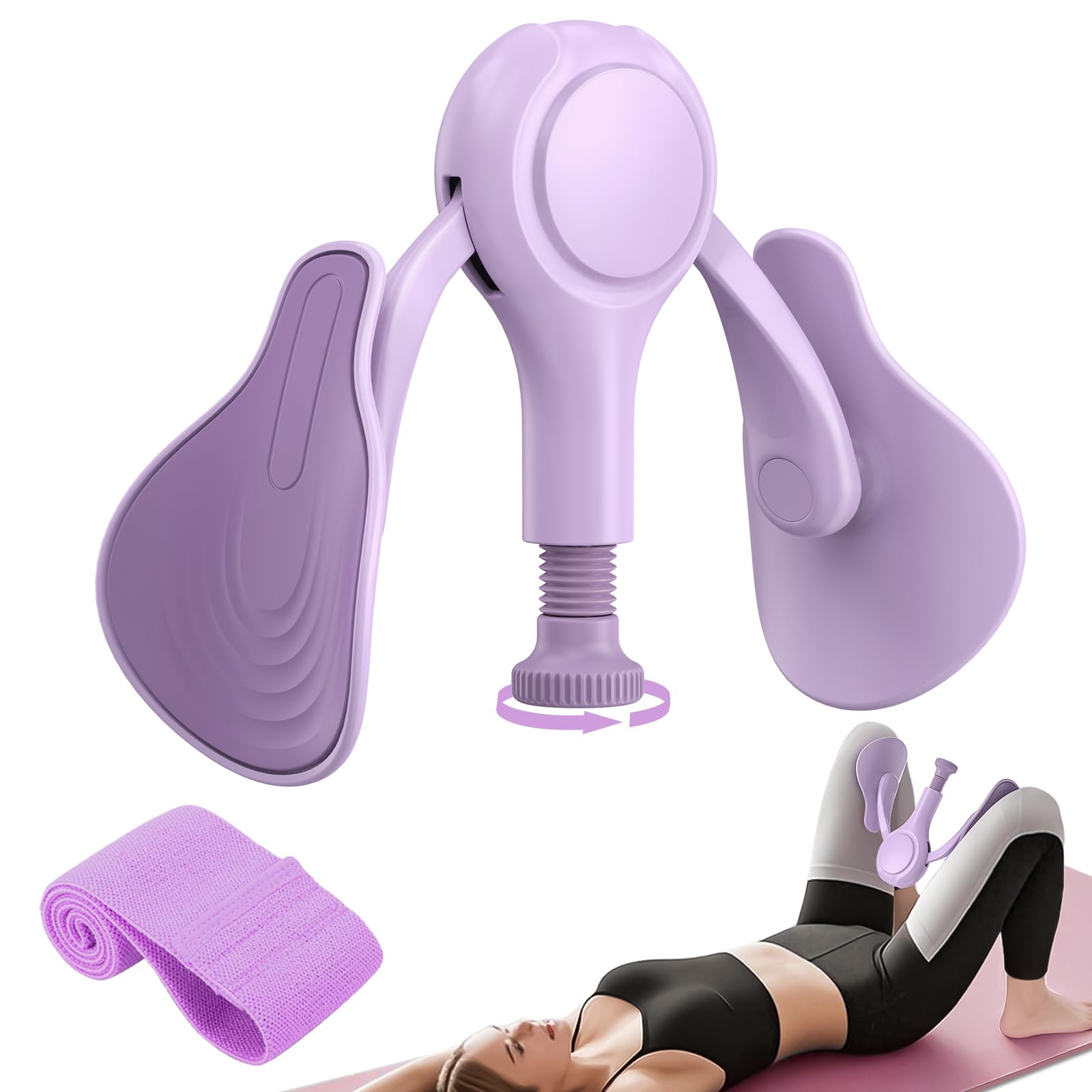 Oberschenkeltrainer Beinpresse für Zuhause 6.8-31.8kg Beckenboden Trainingsgerät Beintrainer für Damen/Herren, Kegel Beckenbodentrainer für Postpartum Erholung mit Widerstandsband
