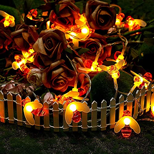 Image of Xenith 14 LED Honeybee Fairy String Lights Plug in String Lights Warm White Lights for Diwali Christmas Bedroom Kids Room Decor New Year Wedding Indoor Outdoor Decoration (Orange, 3.5 Meter)
