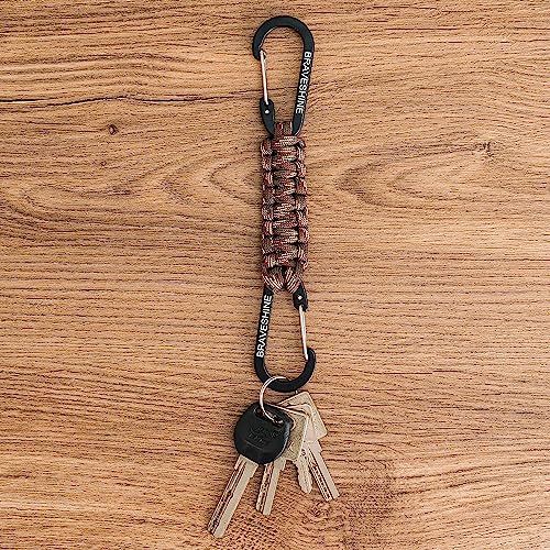 Image of BRAVESHINE Paracord Keychain Carabiner Clip, D Ring Lanyard Hanger Stroller Hook for Water Bottle, Key, Backpacks, Men, Women